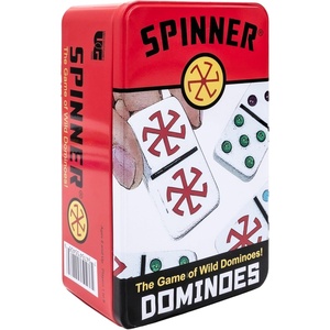 image:imageFront Porch Classics Spinner Colored Dot Dominoes Set OnTheGo Travel Storage Tin 2 to 8 Players Ages 8 to 99